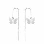 Threader Drop Butterfly Earrings silver