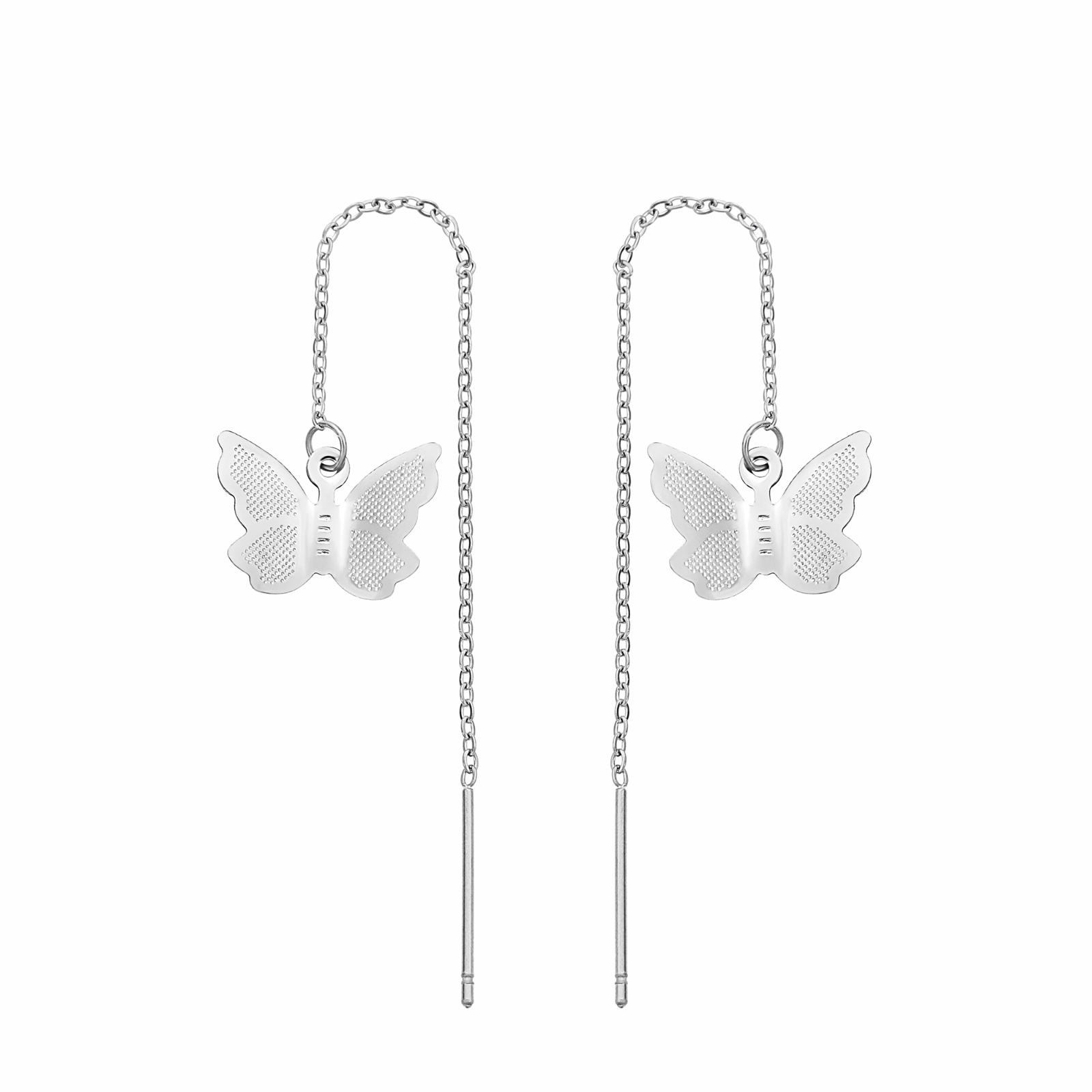 PHOTO-2025-10-15-13-00-46 Threader Drop Butterfly Earrings silver - Image 1